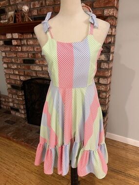 Habitual Girl Striped Sundress in Pink, Blue, and Lime